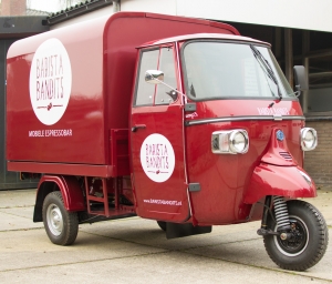 piaggio ape, reclame, espresso bar